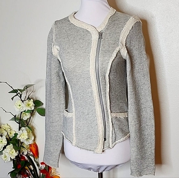 Lucky Lotus Lucky Brand Assymetrical French Terry Moto Jacket Bohemian Summer - Picture 9 of 11